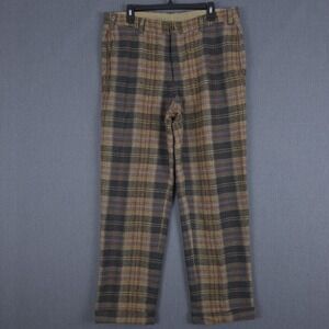 Bills Khakis Pants Mens 36 (Fits 35x30) Plaid Wool Nylon Cuffed Flat Front USA